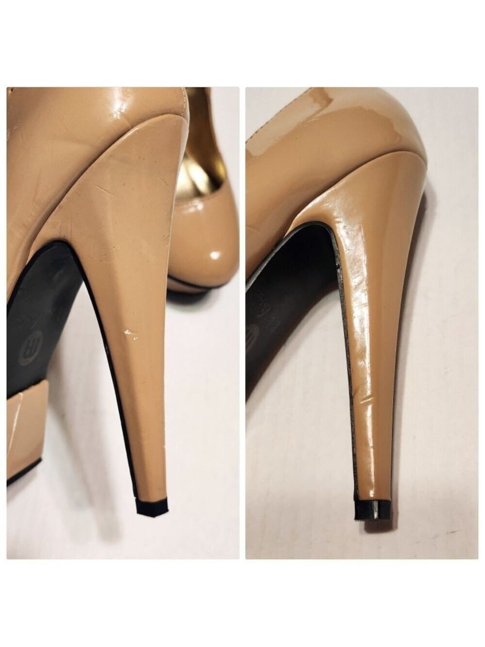 Michael Antonio Patent Leather Ankle Strap Platform Stiletto Heel Pump Beige 8 - Picture 10 of 12